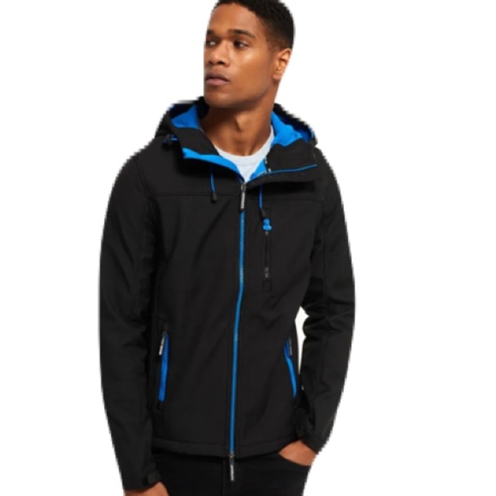 Superdry Windtrekker Jacket Black Blue Size Medium